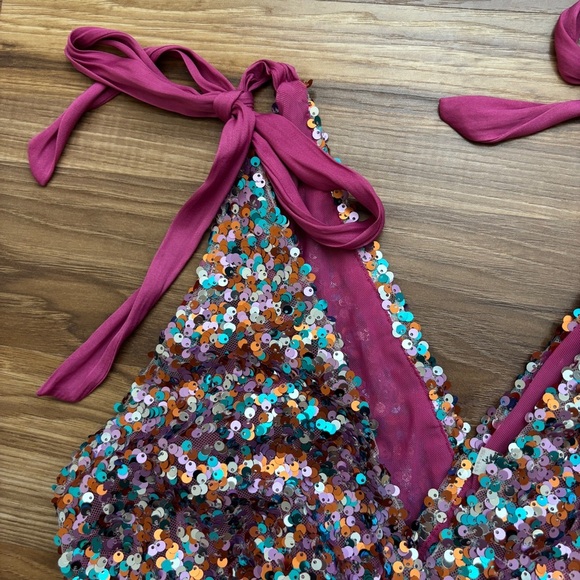 Free People Big Night Multi-Colored Sequin Crop Top - Picture 6 of 14